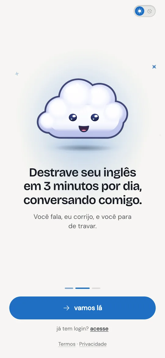 Tela do app: a primeira tela da Cláudia